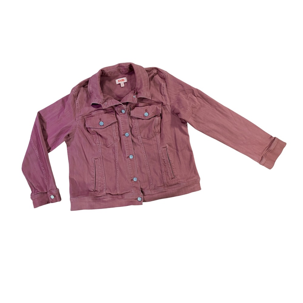 EVRI Dusty Rose Stretch Denim Trucker Jacket Plus Size 0X (Approx. XL / 14W-16W)